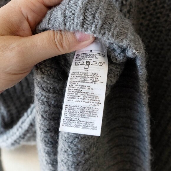 Old Navy Sweater Dress Sz M Gray Knit Relaxed LS MockNeck Shift Recycled - Picture 6 of 6